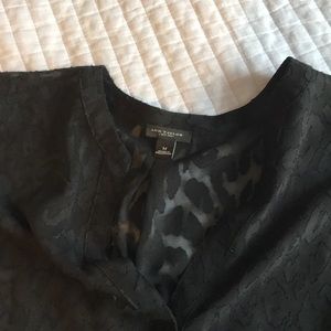 Long sleeve black cheetah print mesh shirt